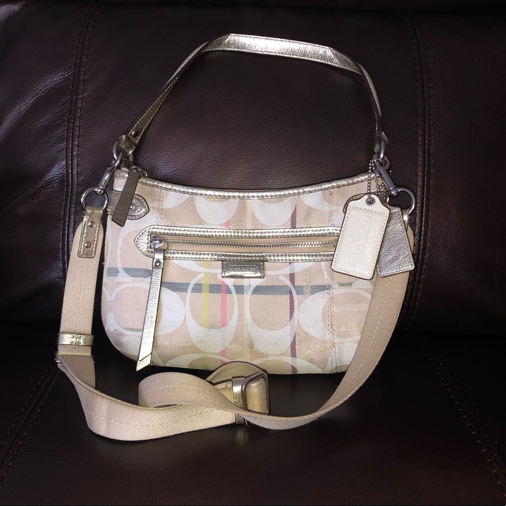 Coach pastel plaid shimmer purse.